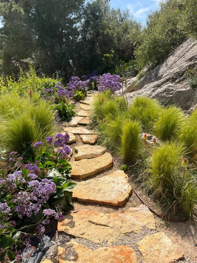 Natural irregular stepping-stone pathway in Bonaire, Mallorca.