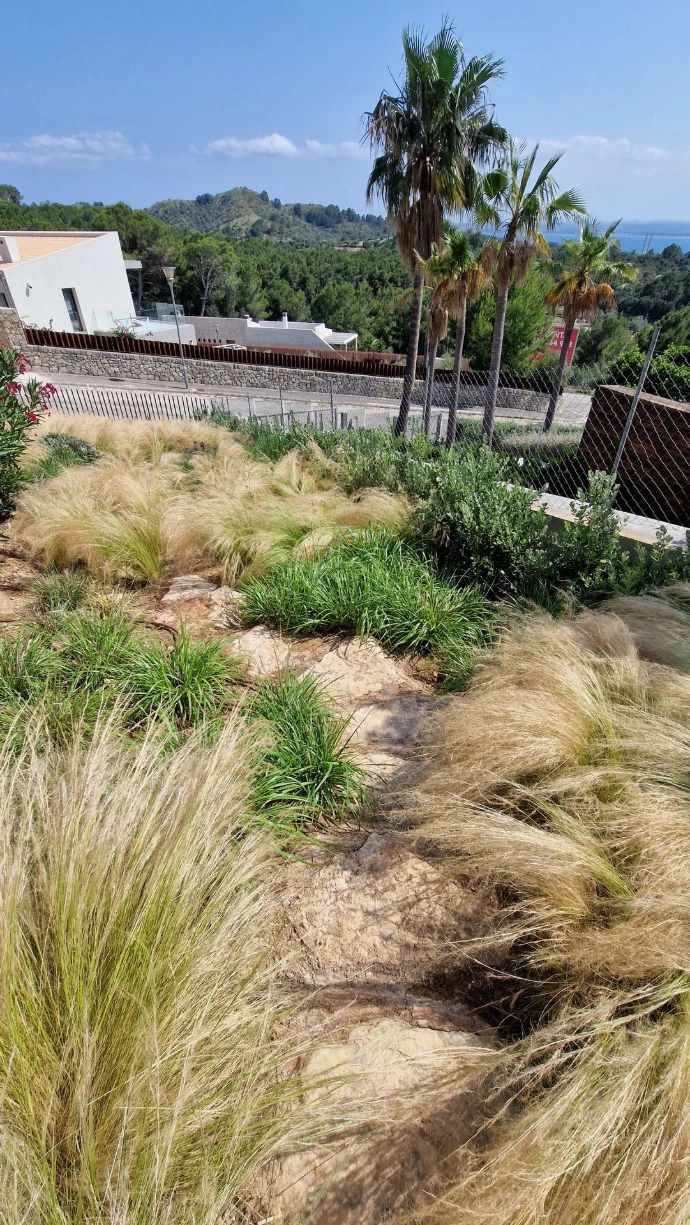Natural stepping stones carefully positioned to create a functional and elegant garden walk.